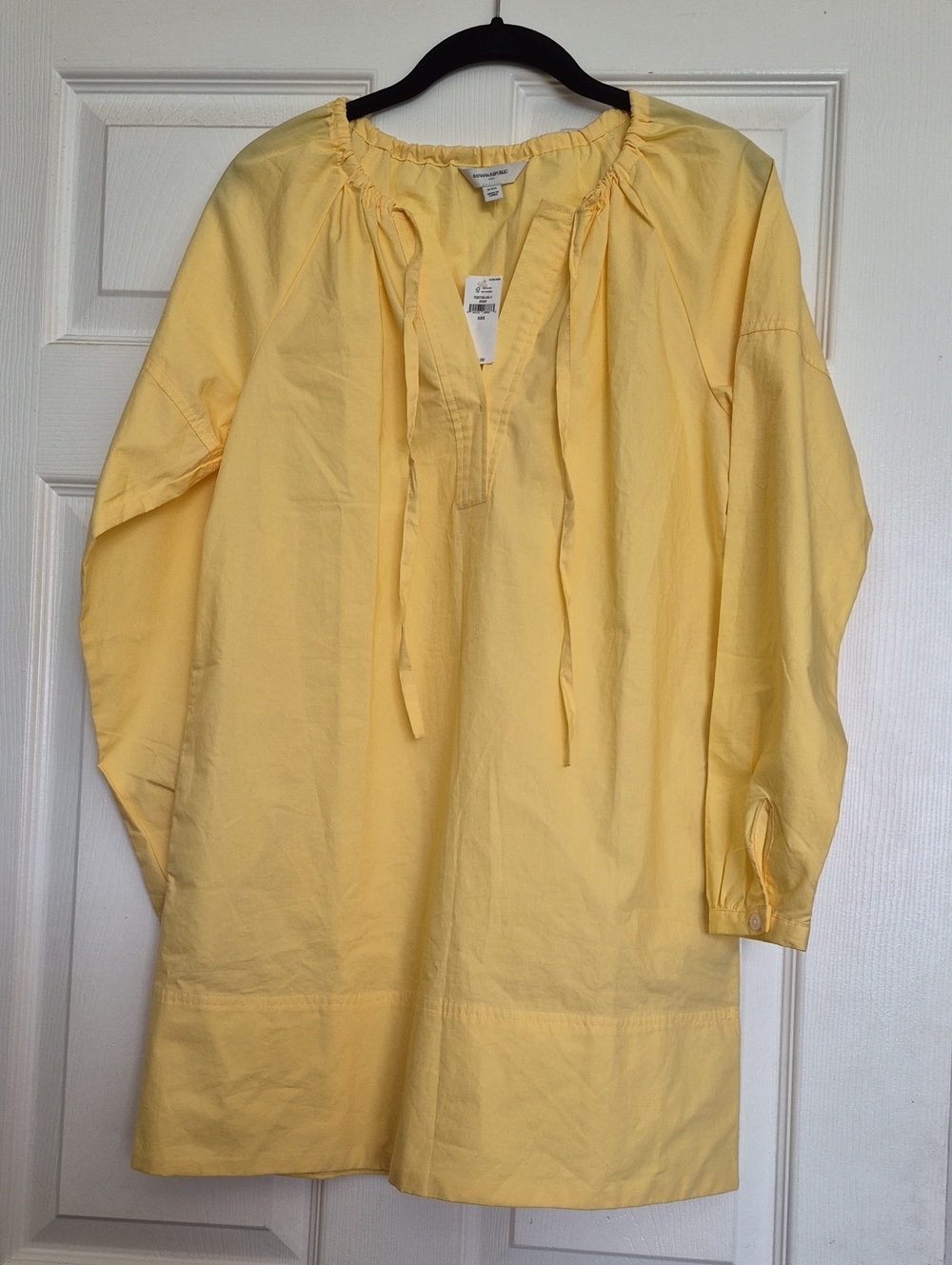 NWT Banana Republic Yellow 100% Cotton Tie-Neck Mini Dress
